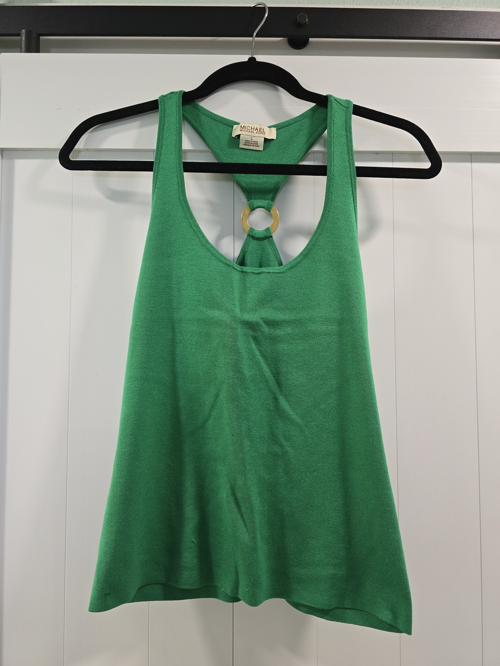 Michael Kors Kelly Green Ring-Back Racer Tank